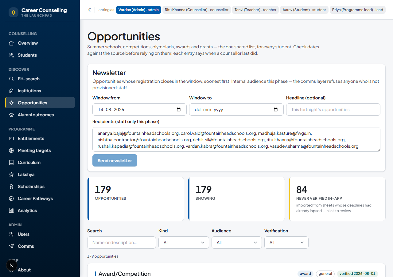 The Opportunities catalog
